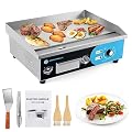 IRONWALLS Commercial Griddle Electric 22”, 3000W Electric Flat Top Grill, Stainless Steel Countertop Electric Griddle Nonstick with 122~572?Adjustable Temperature Control for Restaurant Kitchen