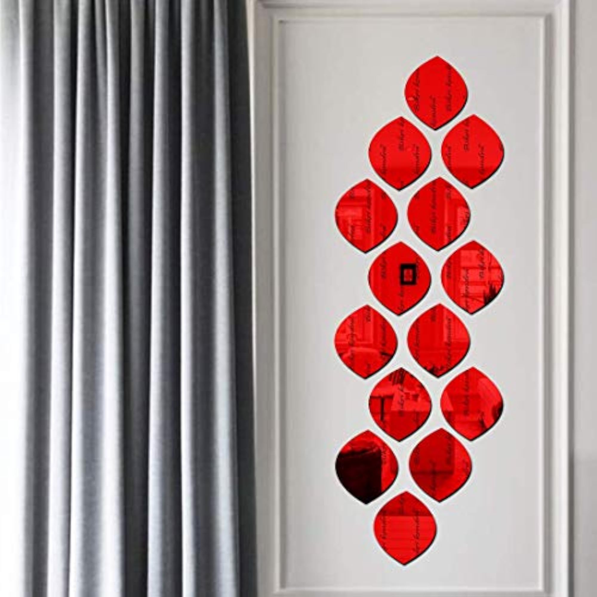 Oval Shape Red 3D Acrylic Mirror Wall Stickers