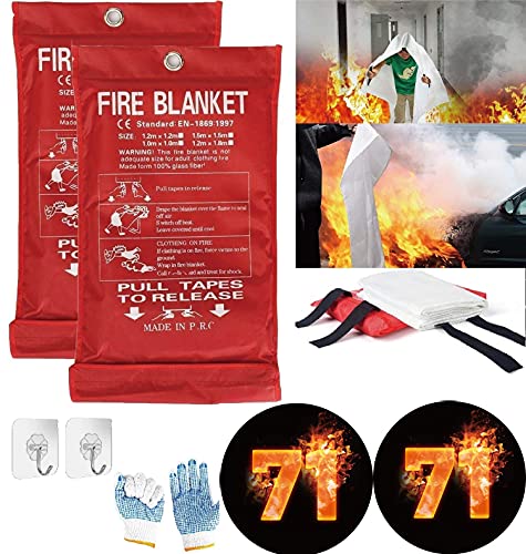 Image of Fire Blanket XXL - 79 x 79 Emergency Fire Retardant Blanket for Home, Kitchen, Restaurant, House - Reusable