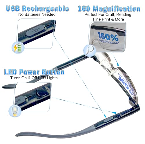5 Star Super Deals 4037094 Led Magnifying Glasses Lighted Eyewear Sight Enhancing Glasses thumb #1
