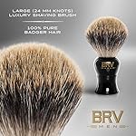 Pure Badger Shaving Brush LARGE (24mm knots) - Heavy Resin Handle - Use with Double-Edge Safety Razor, Straight Razor and Shaving Bowl - Black - Image 3
