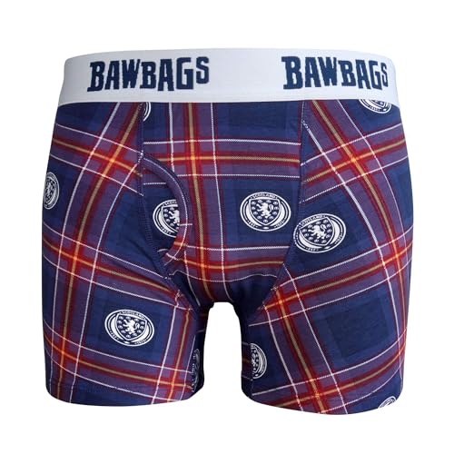 Bawbags Scotland National Team - Tartan Cotton Boxer Shorts XXL - Mens Boxers - Breathable 95% Cotton Stretch Fabric - Rude Funny Underwear for Men - Comfortable Stylish Novelty Underpants Funky Gift