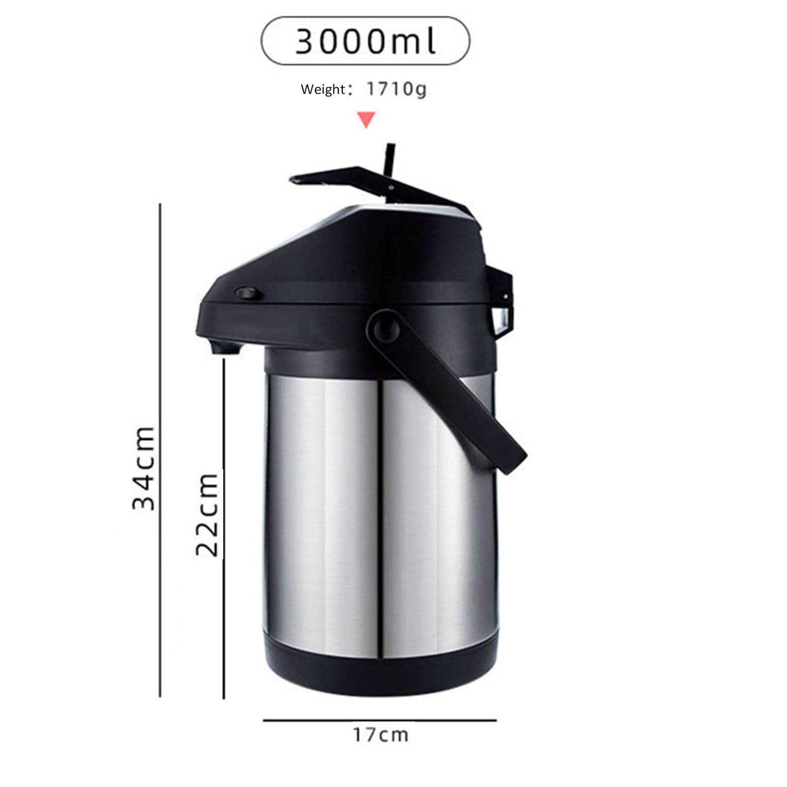 Recipiente aislado inoxidable equipado con tecnología de vacío de doble pared que mantiene los líquidos calientes durante largos períodos y botella dispensadora de presión de aire de uso