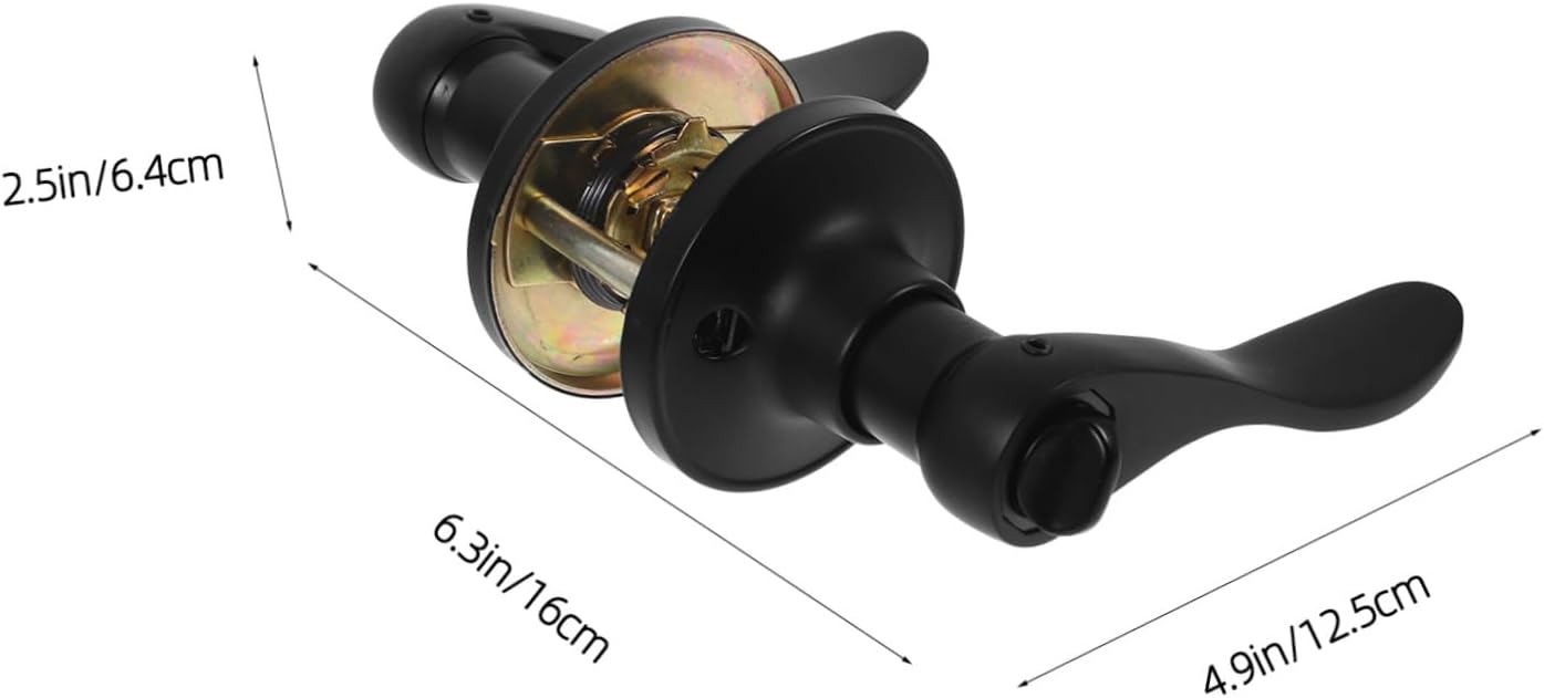 Privacy Door Lever Lock for Bedroom and Bathroom Black Round Hole Entry Door Handle with Lock for Home Use