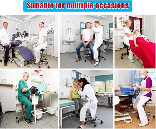 Image of Adjustable Height Saddle Stool - 360 Swivel Rolling Chair with PU Wheels & Metal Base - for Dental Hygienists(Beige)