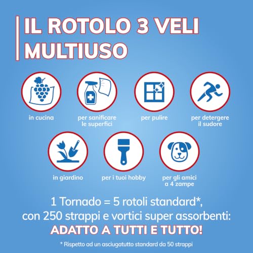 Foxy Tornado| Asciugatutto universale 8 pz, 250 strappi per rotolo a 3 veli | Carta 100% certificata FSC® | Confezione 100% riciclabile - Immagine 1