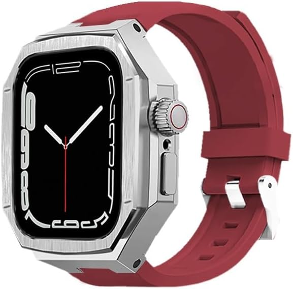 INFRI Rubber Watch Band Metal Alloy Stainless Steel Case，For Apple Watch S10 46mm 42mm Series Watch Modification Kit Silicone Strap Watch Case Accessories