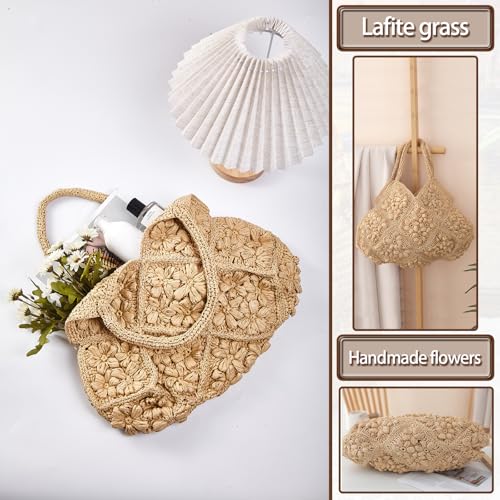 Bolso Tote de Paja para Mujer con Diseño Floral 3D miniatura 5