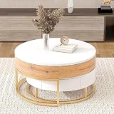 Modern Lift-Top Nesting Coffee Table with Drawers Hidden Compartment Adjustable Storage Shelf, Furniture for Living Room