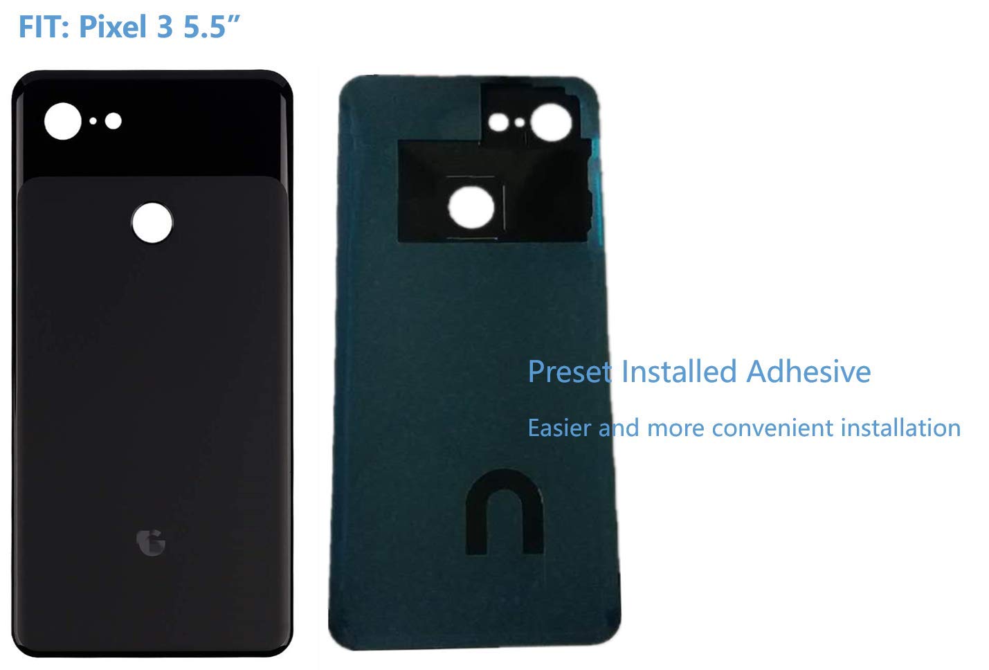 Pixel 3 Back Glass Replacement Panel Door Housing Parts with Pre Installed Tape for Google Pixel 3 (Pixel 3 5.5