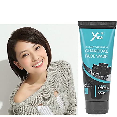 Yana Instant Whitening Activated Charcoal Face Wash for Brightening Dark Spots Blackheads, Deeply Cleanses Pores with Niacinamid