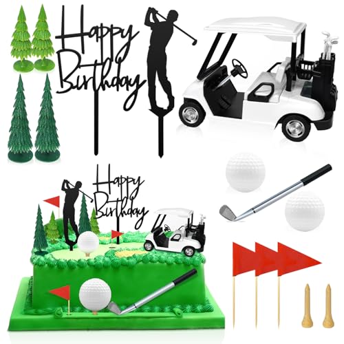 15Pcs Golf Theme Cake Topper Decorations Happy Birthday Cake Decorations