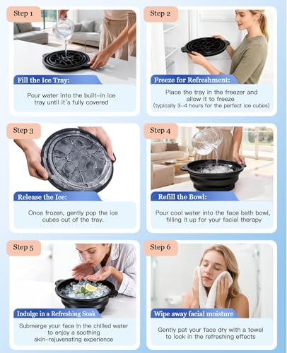 Image of GRAYSON Face Ice Bowl | Ice Cube Tray For Face Dip | Ice Dunk Bowl For Face with Built-In Icetray, Collapsible Silicone Facial Ice Bath Bowl for Cold Plunge Therapy, Skin Tightening & Acne Relief