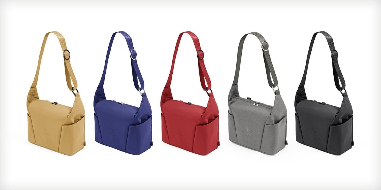 Borsa per il cambio Stokke Xplory X, Golden Yellow - Può essere portata a spalla o come zaino - Include un materassino per il cambio pieghevole - UPF 50+, Idrorepellente, Facile da pulire