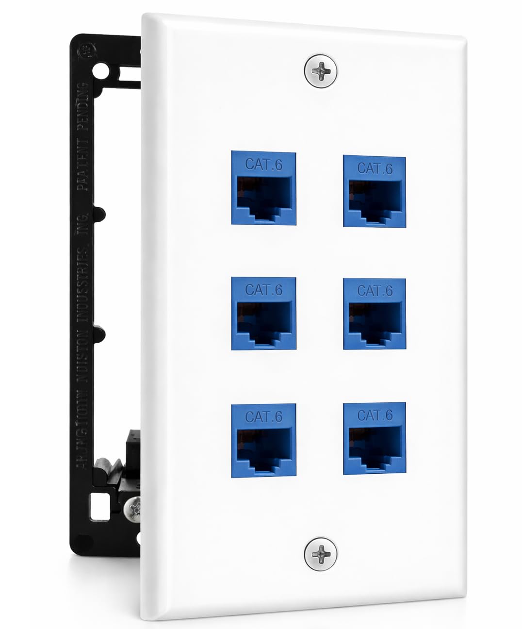 DIYTECH 6 Port Ethernet Wall Plate, Cat 6, Wall Outlet, RJ45 Female to Female Keystone Jacks - White