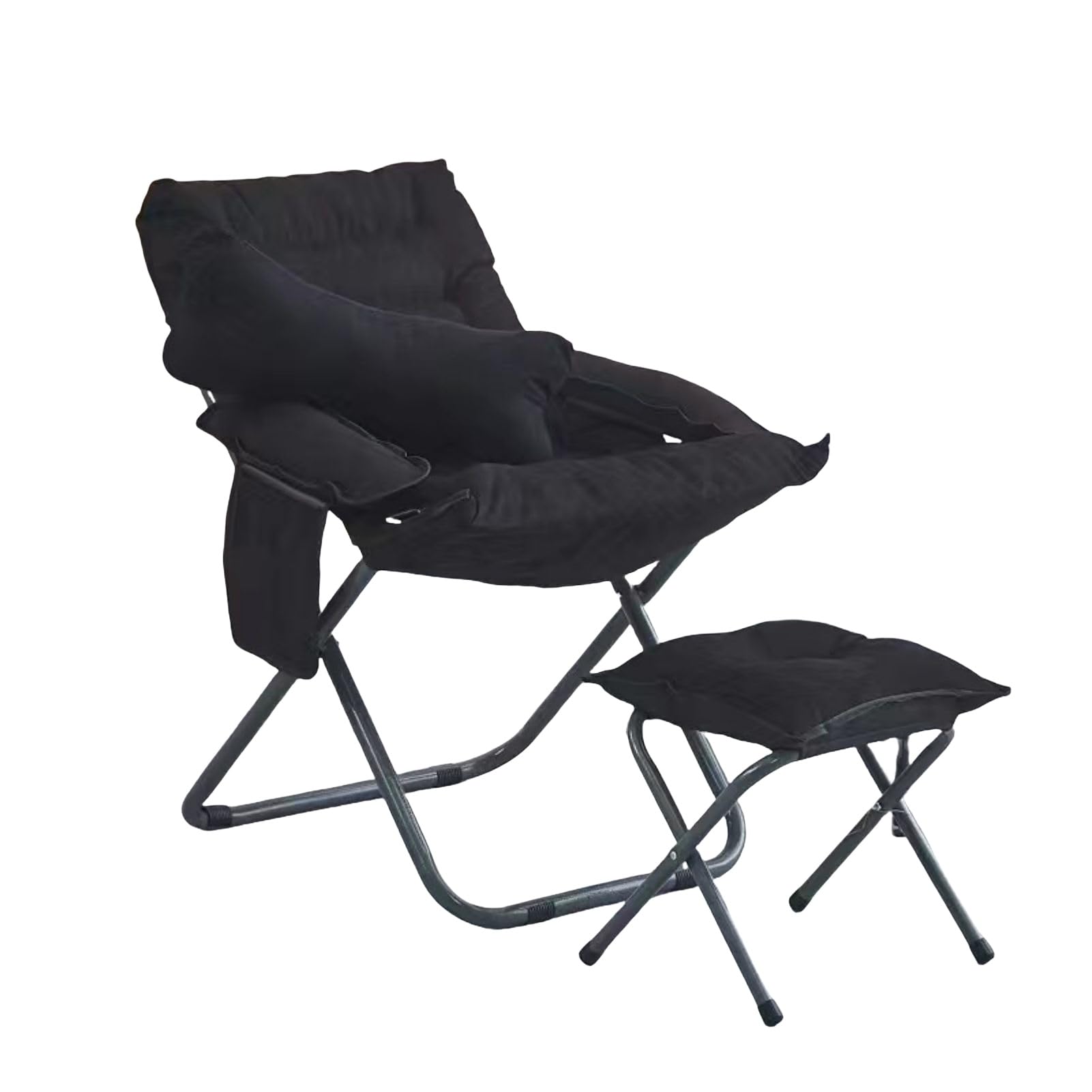 XRBCNMM Foldable Armchair with Adjustable Seat Height and Large Storage Pockets Modern Living Room Chair Comfy Lounge Chair for Bedroom Office Balcony (Black,Package 4)