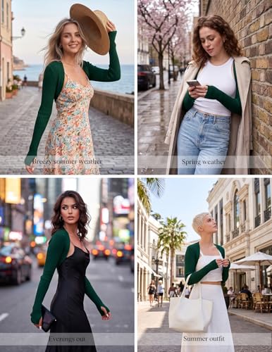 Image of Women's Long Sleeve Shrug Sweaters Knit Bolero Shoulder Open Cropped Cardigan