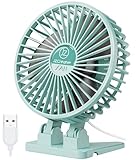 JZCreater USB Desk Fan, Mini Fan Portable, 3 Speeds Desktop Table Cooling Fan, Plug in Power Fan, Rotation Strong Wind, Quiet Personal Small Fan for Home Desktop Office Travel Bedroom, Apple Green