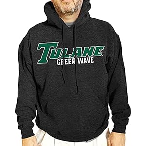 Campus Colors NCAA Adult Cotton Blend Charcoal Hooded Sweatshirt – Made from Ringspun and Versatility (Tulane Green Wave – Black, Adult Large)
