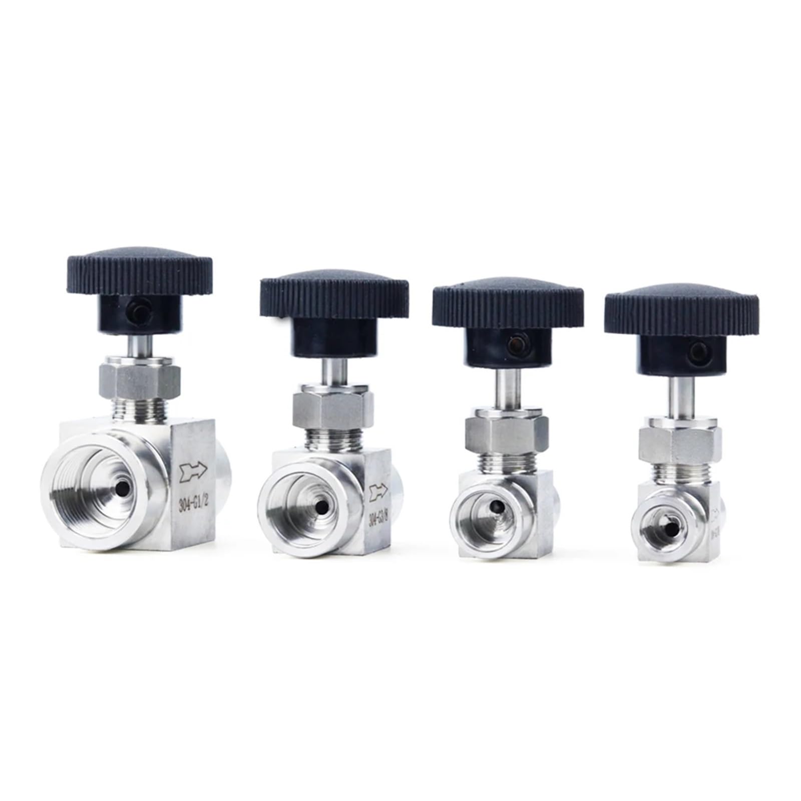 2 uds 1/8 "1/4" 3/8 "1/2" hilo femenino 304 Control de Flujo ajustable de acero inoxidable válvula de aguja de cierre ángulo recto agua Gas(3/8 inch,Straight Type)