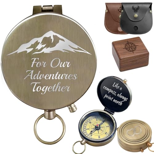 Brújula vintage personalizada para hombre con caja de madera miniatura 1
