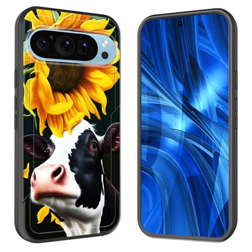 Coque Pixel 10 Pro XL antichoc avec motif vache tournesol 6,8 pouces 2025