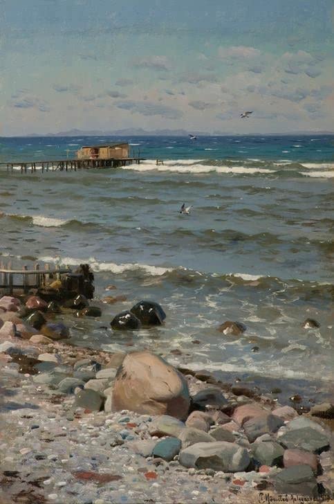 Tableau P Mönsted Am Strand impression d'art mural vintage 60x90cm pour décoration de chambre