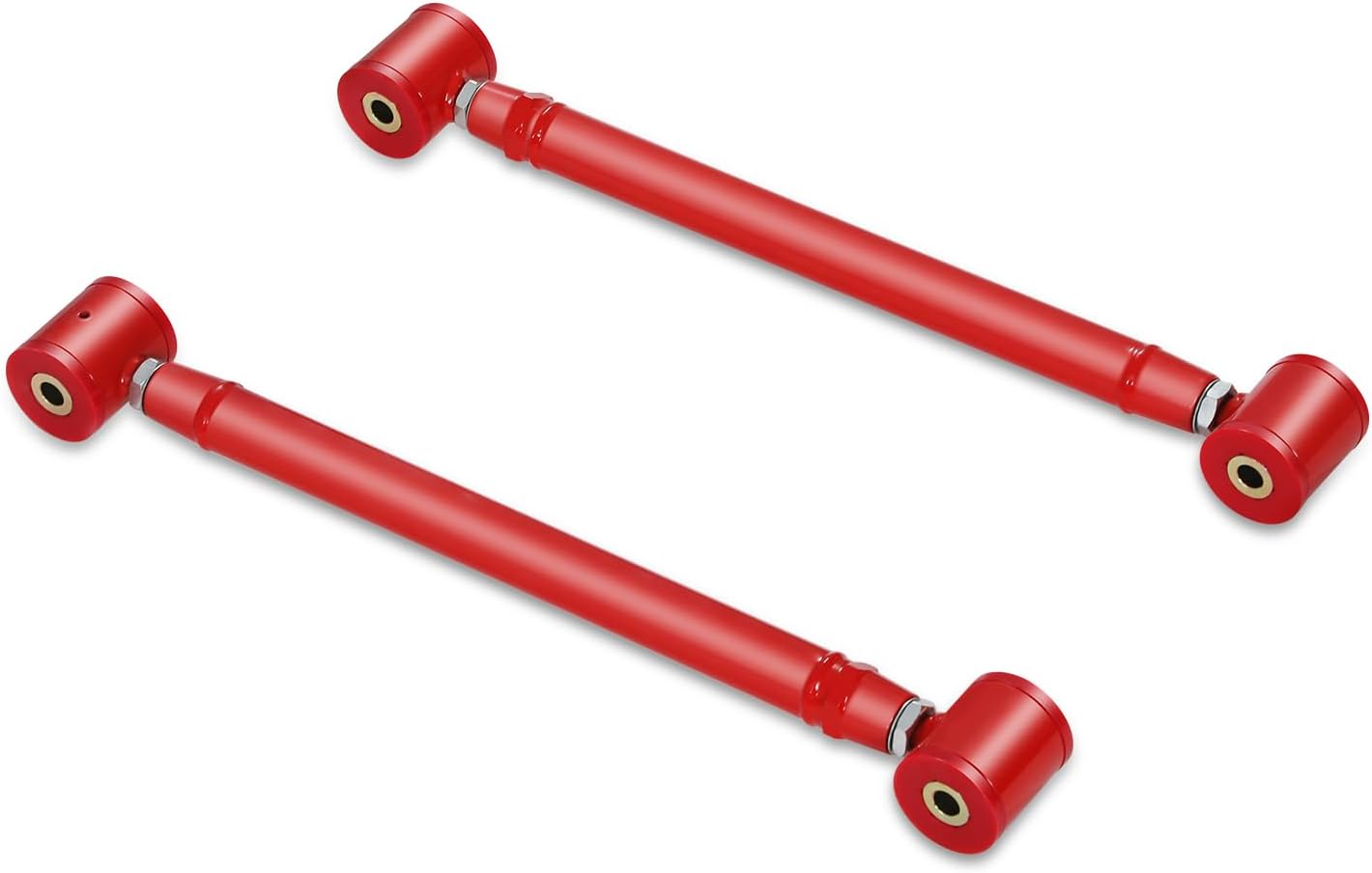 Auto Dynasty Rear Lower Tubular Control Arms Suspension Assemble Kit Compatible with 2000-2013 Cadillac Escalade Chevy Avalanche Suburban Tahoe GMC Yukon H2, Steel, Red Powder Coated