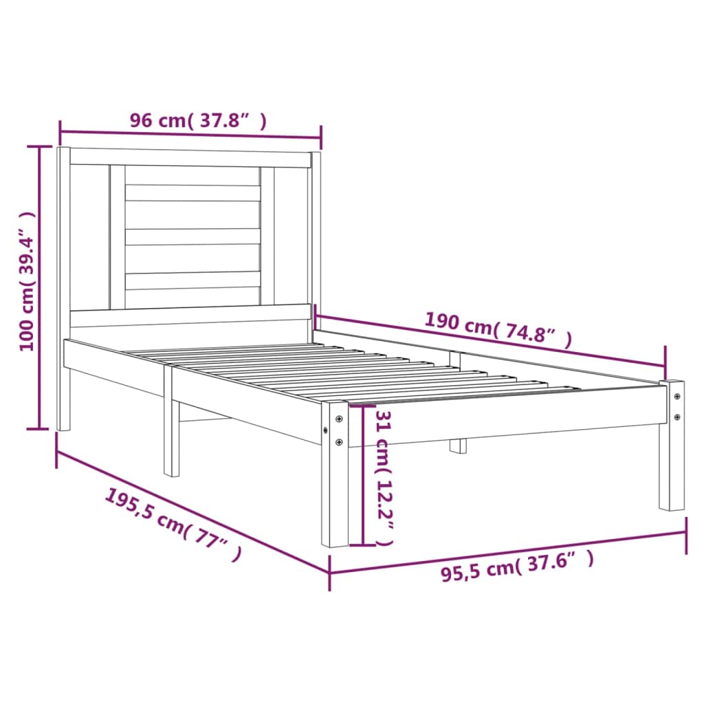 Lite drewno sosnowe nowoczesna rama łóżka biały 90x190 cm | Rama łóżka sosnowa bez materaca biała 90x190 cm lite drewno zagłówek nowoczesna sypialnia