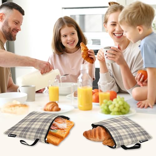 Brown Plaid 3 Pzs Bolsas de Snack Reutilizables Impermeables miniatura 7
