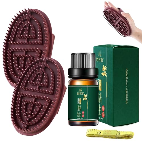 2Pcs Meridian Massagebürste mit 10ml Ätherische Öle und 1.5-Meter-Maßband, Professional Meridian Massagebürste, Five Elements Meridians Brush, For Waist, Abdomen, Head, Leg