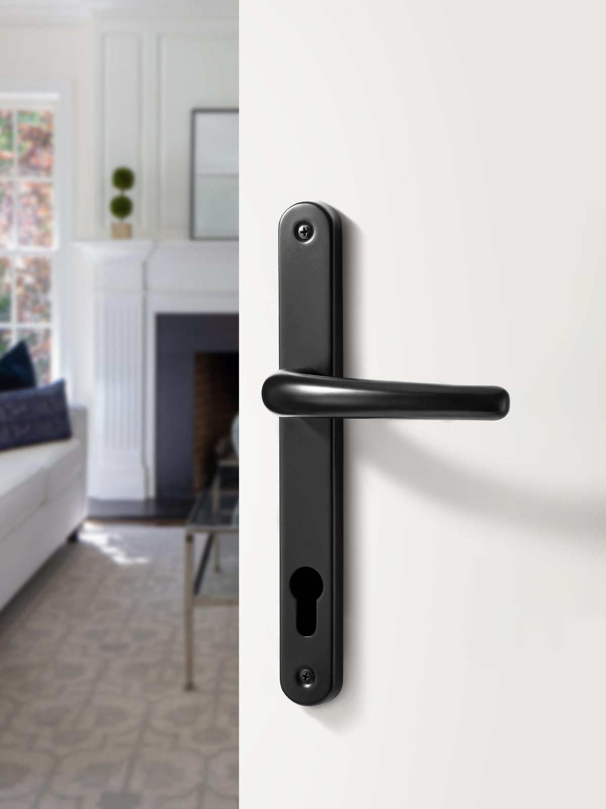 SORWDUERM Black Door Handles Set 92mm PZ Centres 210mm Screw Hole Distance 240mm Backplate Length Replacement Door Lever for UPVC Composite Timber Door Stainless Steels - Image 4