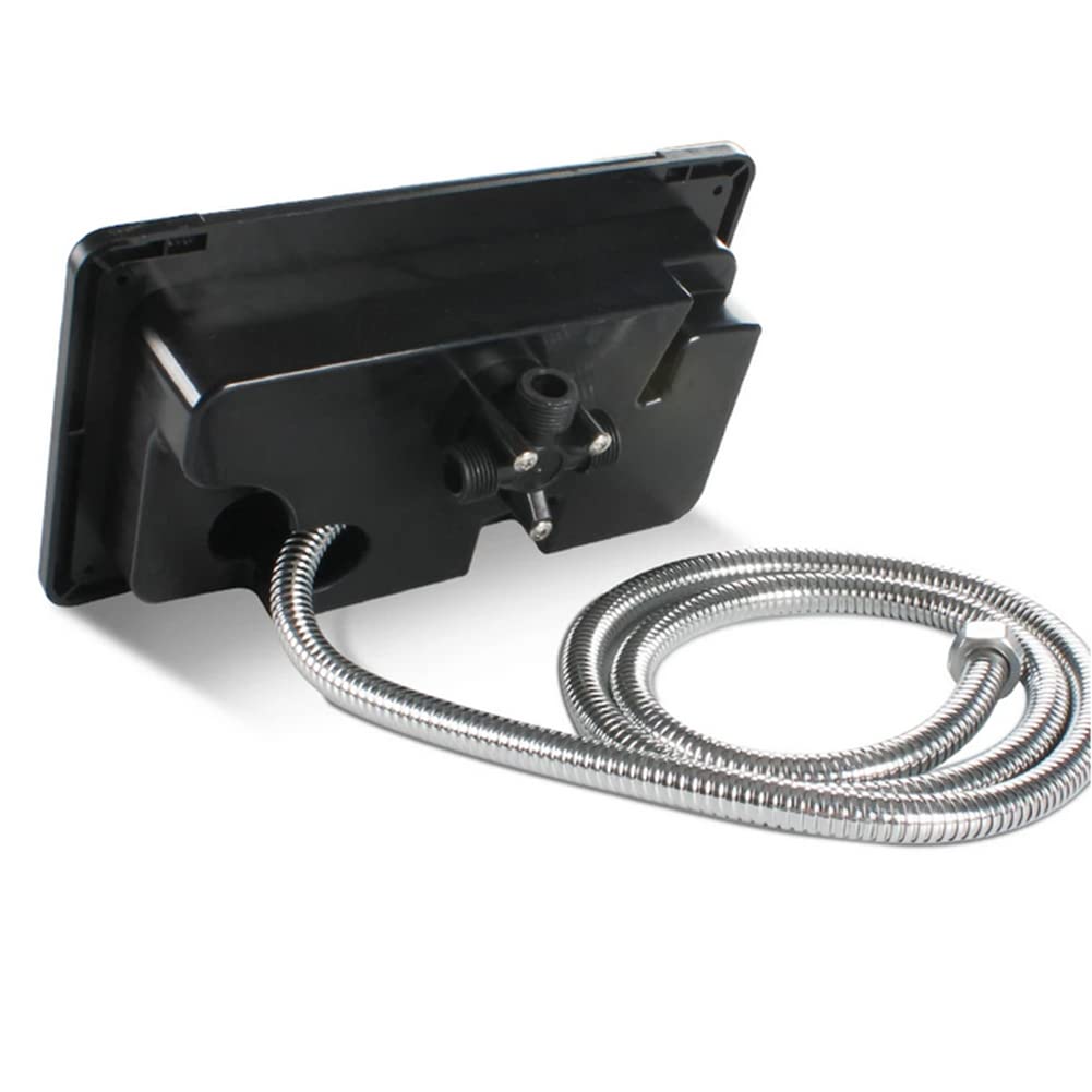 Ducha externa para caravana, ducha fría y caliente, ajustable Cr RV exterior caja de ducha exterior kit de baño para barco marino autocaravana (color negro)