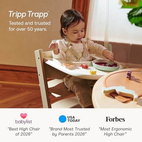 Image of Tripp Trapp High Chair Combo 2 - Includes Chair + Baby Set with Removable Harness for Children - All Age, Height Adjustable, Ergonomic, Premium Baby Wooden High Chair for Feeding and Sitting (Black)