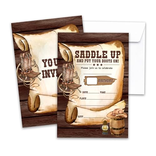 BXVRT Cowboy Birthday Invitations