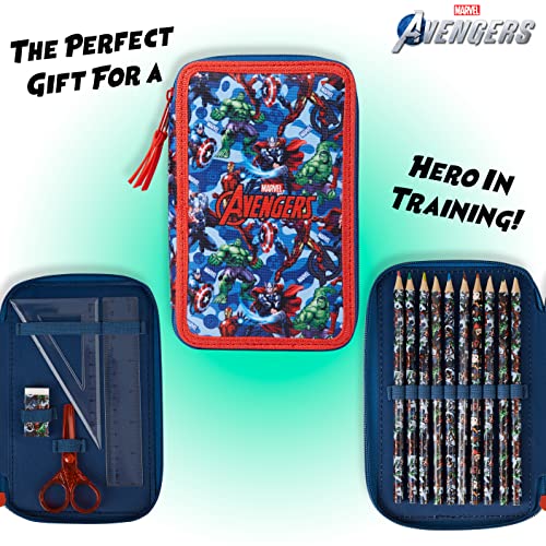 Marvel Spiderman Trousse Scolaire 2 Compartiments ou Trousse 3 Compartiments avec Fournitures Scolaires Crayon Kit Papeterie Avengers Cadeau Avengers - vue 4
