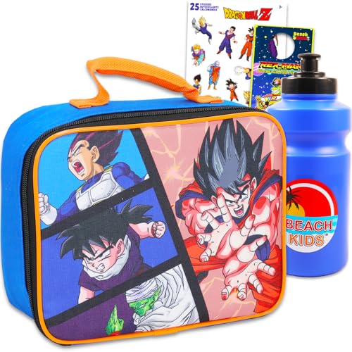 Dragon Ball Z Lunch Box for Boys Set - Bundle with Insulated Lunch Bag, Water Bottle, Stickers, More | Dragon Ball Z Lunchbox for Kids