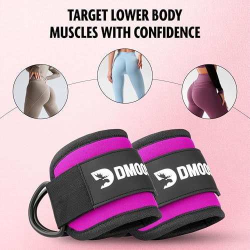 Image of DMoose Ankle Strap for Cable Machine - One Size Fit with Premium Padding, Workout Kickback Ankle Cuffs, Ankle Bands for Working Out, Booty Workouts, Leg Extension, Hip Abductors & Lower Body Exercises