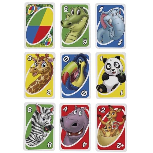Mattel Games Uno Junior, Uno Kartenspiel, vereinfachte Version mit Zootieren und 3 Schwierigkeitsstufen, Kinderspiel, Geschenk für Kinder, ab 3 Jahre, GKF04 – Bild 7