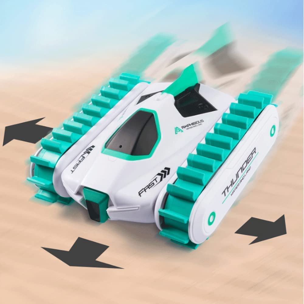 Black Foru RC Car Amphibious Off-Road Tank 4WD Double-Sided Stunt Track Waterproof 2.4G Remote Control Buggy Mountain All-Terrain Electric Toy Vehicle Boy Birthday Gift 4