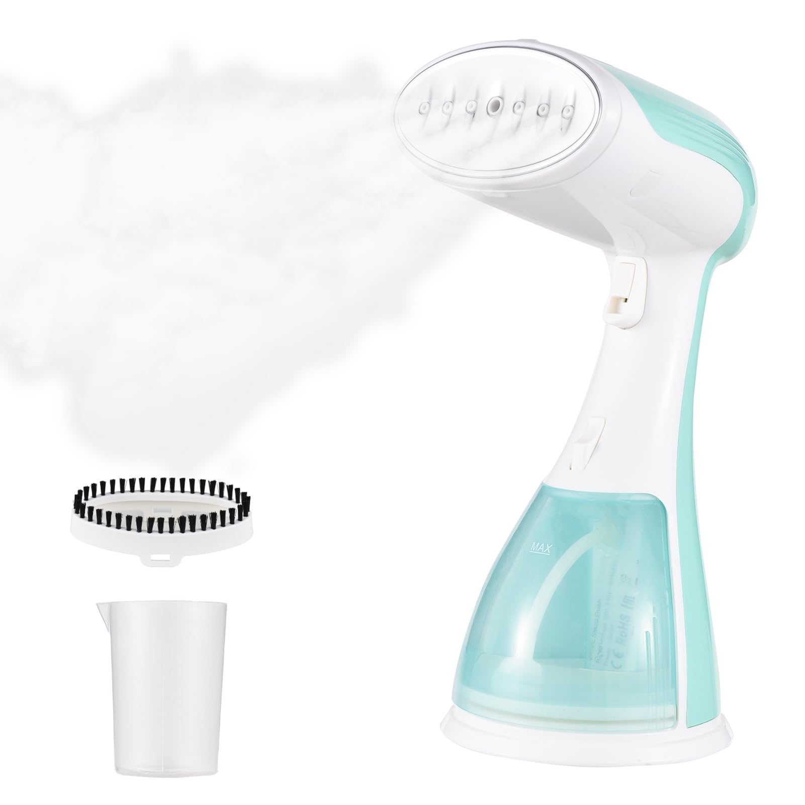Vaporizzatore per Abiti, 1500W 2 in 1 Vaporizzatore per Abiti Portatile 35s Riscaldamento Rapido Serbatoio dell'Acqua Rimovibile da 300ml Vaporizzatore per Indumenti Portatile con (EU Plug)