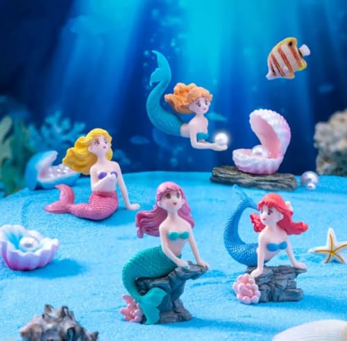 Image of VRB Dec 4 Pcs Miniature Showpiece Set for Home Decor,Car Dashboard,Valentine,Living Room,Gifts Figurines,Cake Decoration Items,Figurines for Home Decor. (4 Pcs Aquarium Fairy Miniatur)