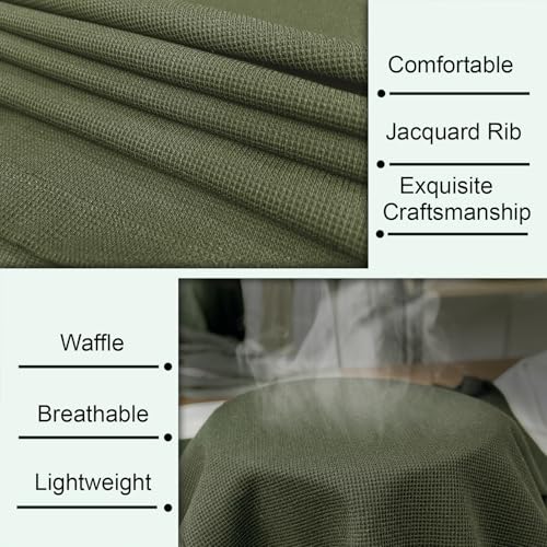 Muscle Cmdr Men's Lightweigt Waffle Henley Shirt Regular Fit Long&Short Sleeve Casual 3 Button Placket Underwear3