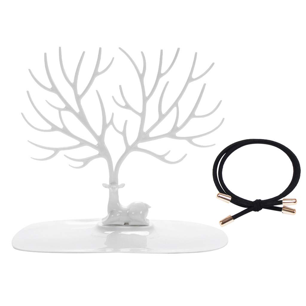 Fenleo Creative Jewelry Organizer Display Earring Necklace Holder Ring Display Stand White