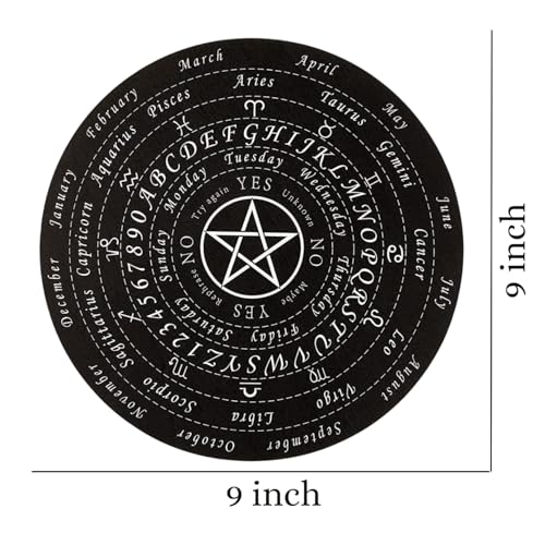 Image of Vastu Black Dowsing Board |Size- 9 Inch Approx | with Brass Pendulum (Pendulum Assorted) Acrylic Divination Board