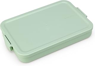 Brabantia Make & Take Flat Lunch Box (Jade Green) Convenient Size for Bags, BPA-Free, Airtight Snap Locks, Microwave & Freezer Safe, Travel Meal Prep Container