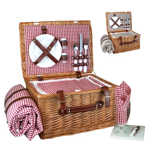Linxor - Panier de Pique-Nique Isotherme avec Nappe et Accessoires - 2 Personnes - Plusieurs Coloris
