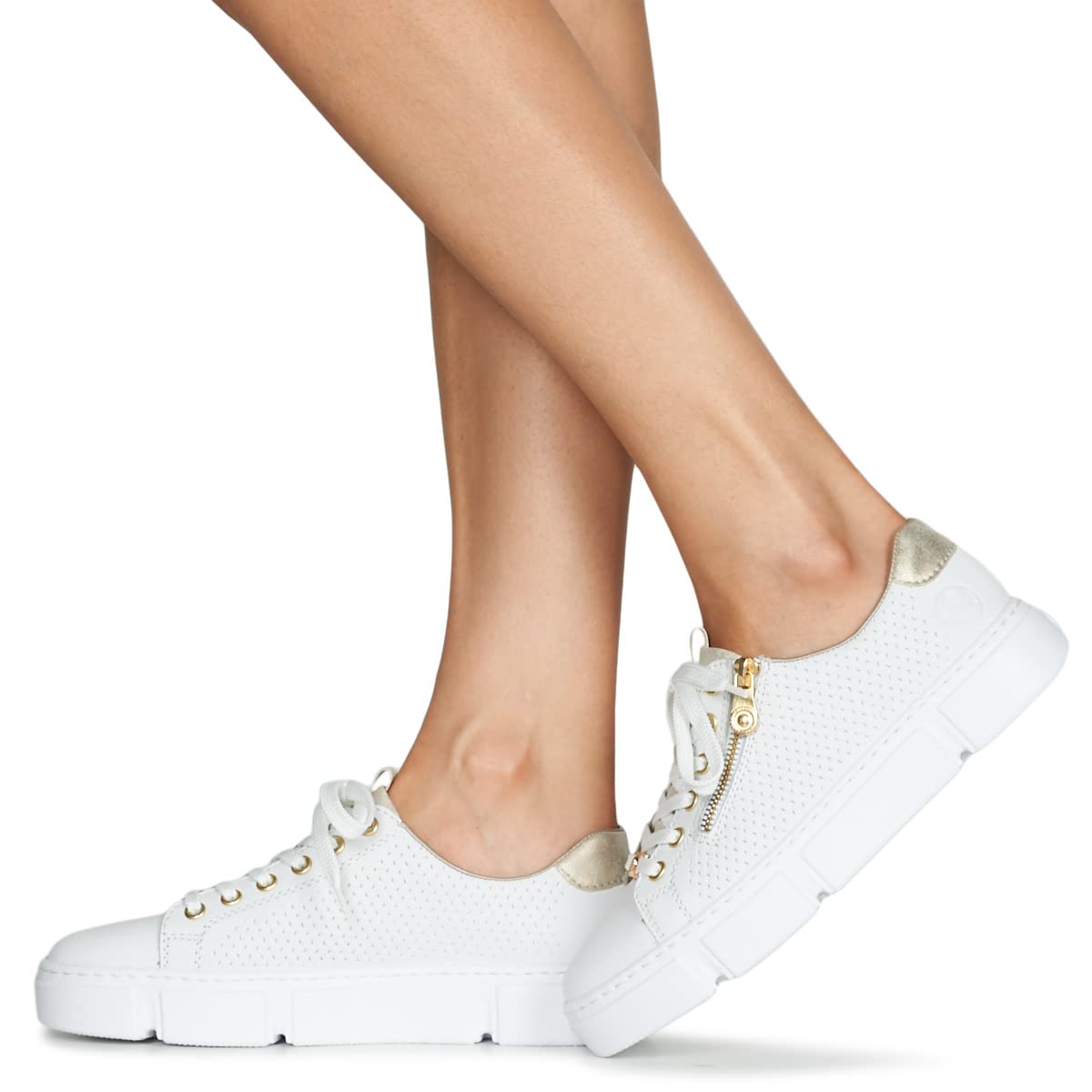 Rieker Damskie sznurowane buty N5932, damskie buty sznurowane na co dzień, trampki, trampki, biały, 39 EU