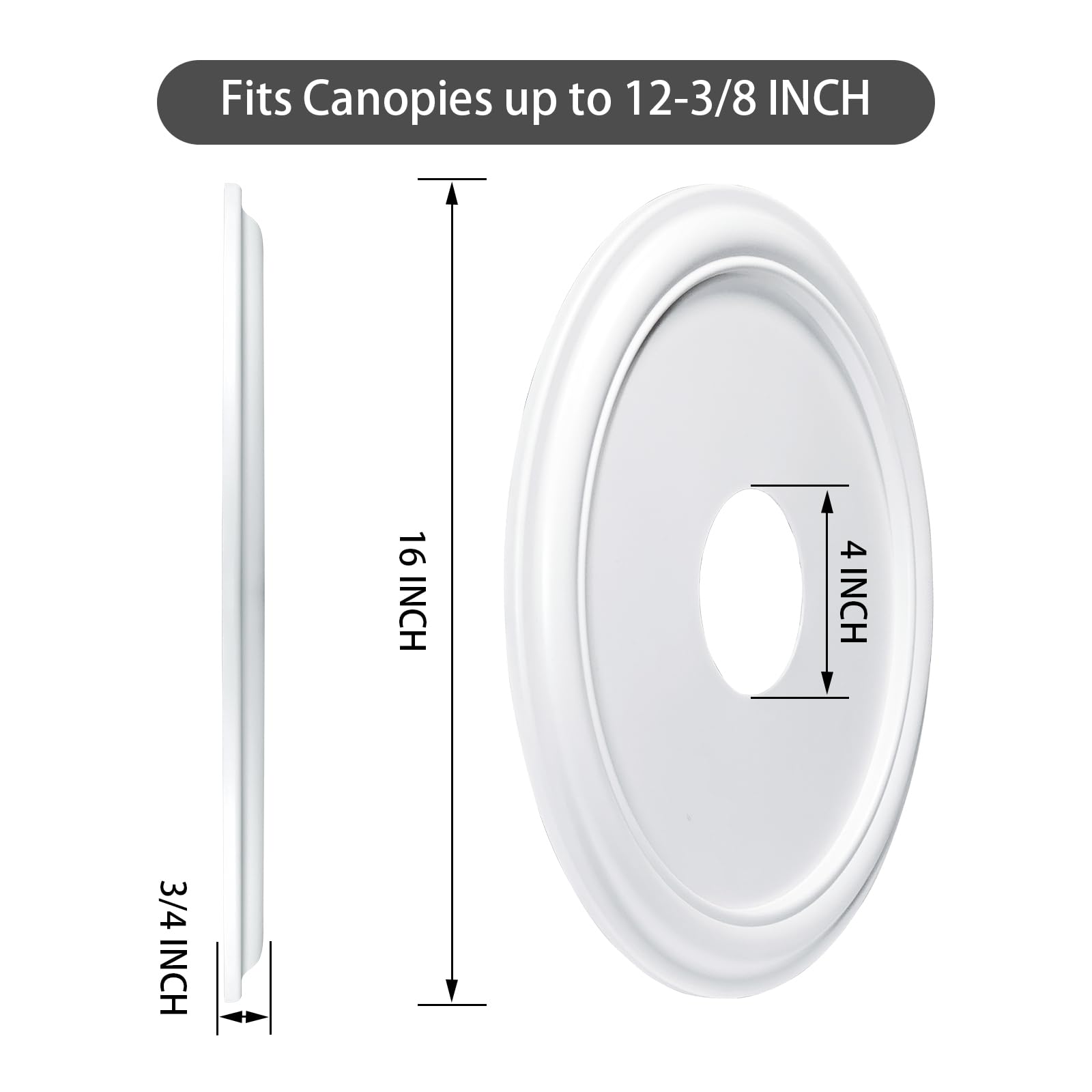 EIFHYT Molded Nylon Ceiling Medallion for Light Fixtures and Ceiling Fans 16"OD x 4"ID x 3/4"P (Fits Canopies up to 12-3/8") White — Amazon image 2