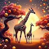 Puzzle 1000 Teile Erwachsene, EIN Herausforderndes Rätsel, Puzzlespiele für Die Ganze Familie, 1000 Puzzle Geschenke für Frauen und Männer, Thema:Giraffe Cartoon Welt